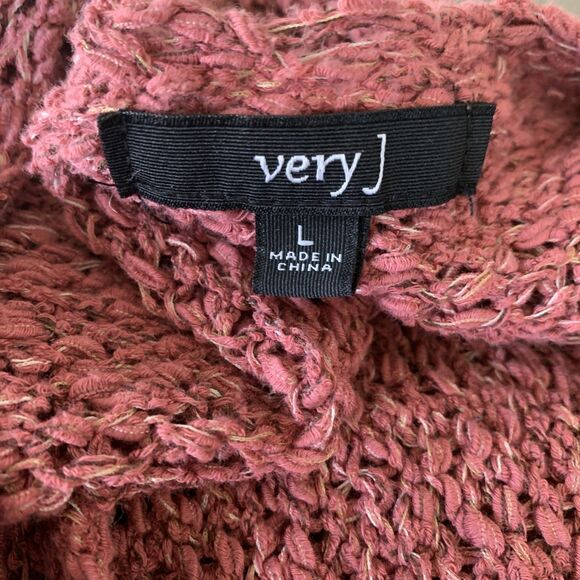 Very J Fringe Open Cardigan Women's Large Mauve Boho Chunky Knit Sweater Western - Picture 9 of 11